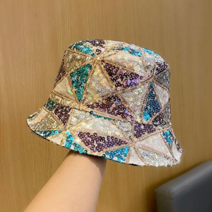 Spring Summer Fisherman Hat Hip Hop Punk Geometric Sequins Bowl Hat Women's Light Hua Sunshade Hat Fashion Fisherman Hat